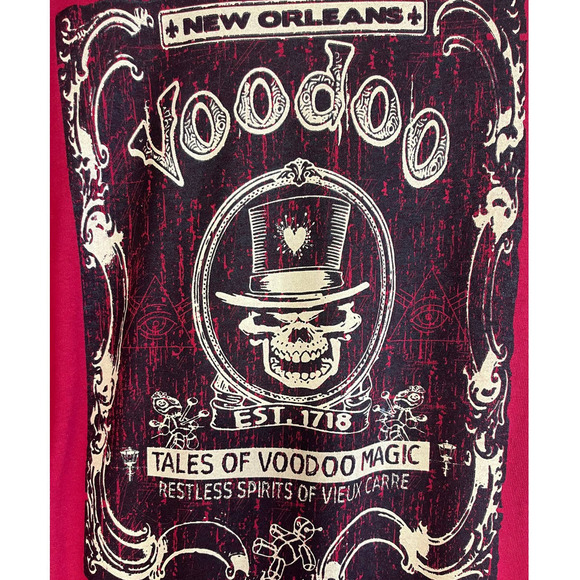 Voodoo Magic Skull New Orleans Long Sleeved T Shirt Unisex - Picture 2 of 3